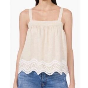 Parker Women’s Beige Linen Lace Tank Top Size M